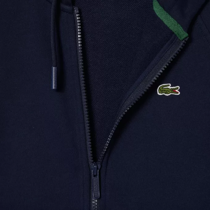 Fleece hættetrøje med lynlås