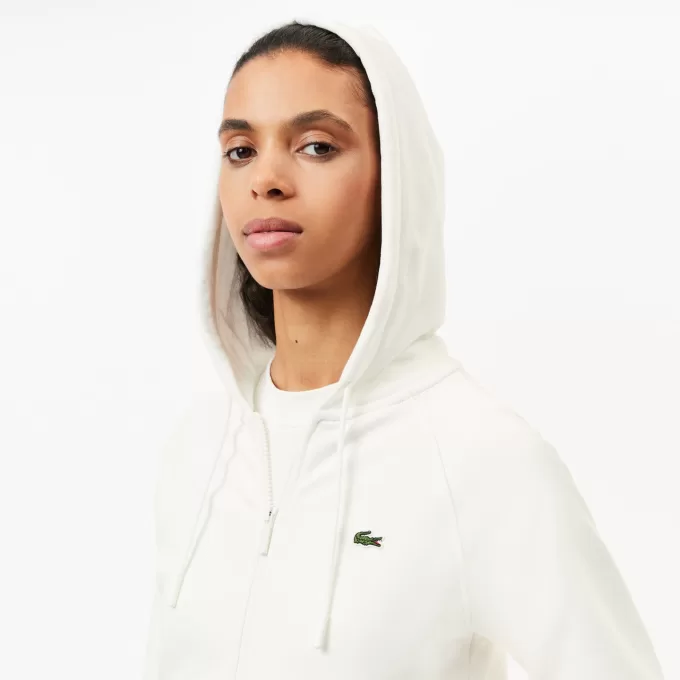Fleece hættetrøje med lynlås