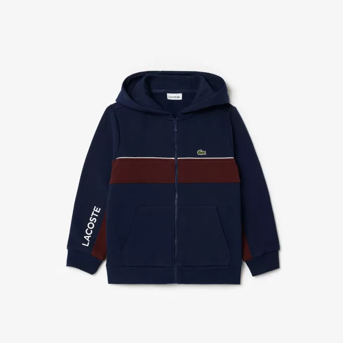 Fleece hættetrøje med lynlås