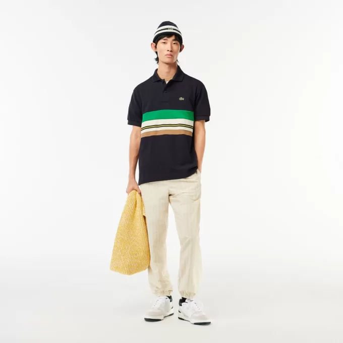 Fransk lavet poloshirt med kontraststriber