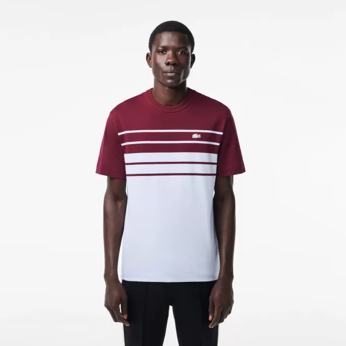 Fransk lavet stribet T-shirt i kraftig bomuld