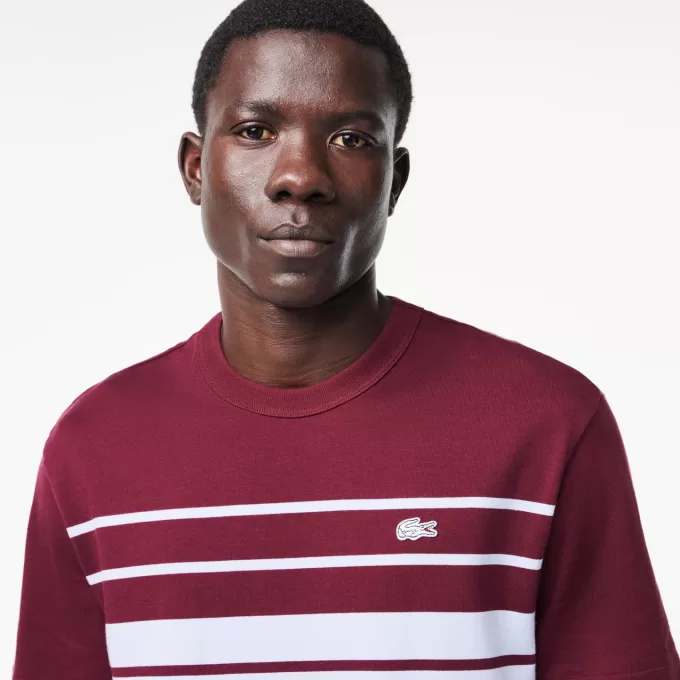 Fransk lavet stribet T-shirt i kraftig bomuld