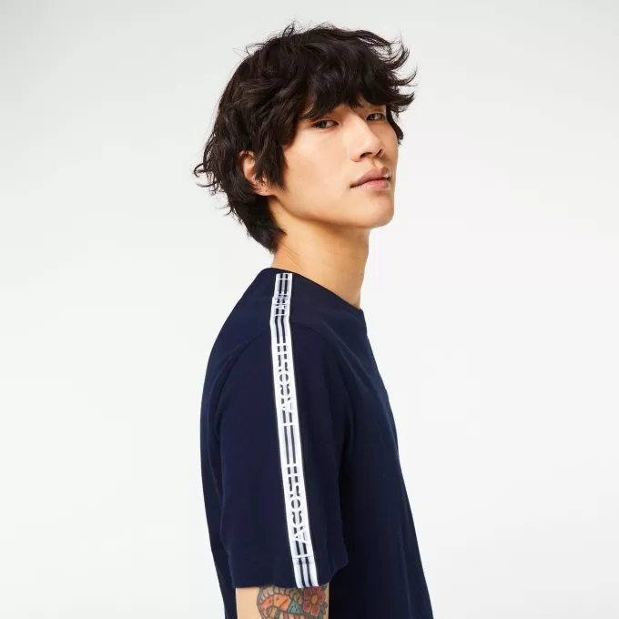 Herre Lacoste Regular Fit Logo Stripe T-shirt