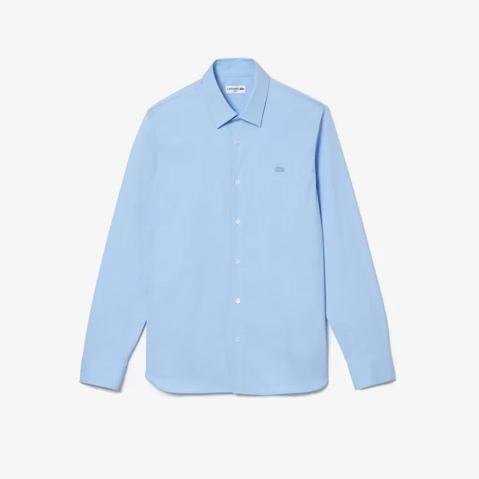 Herre Lacoste Slim Fit bomuldspoplinskjorte med fransk krave