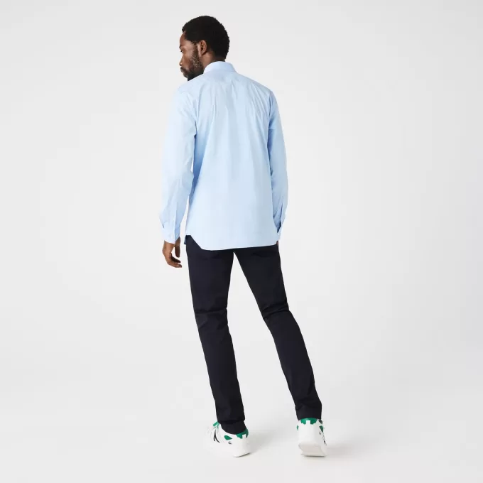 Herre Lacoste Slim Fit bomuldspoplinskjorte med fransk krave