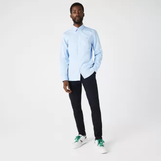 Herre Lacoste Slim Fit bomuldspoplinskjorte med fransk krave
