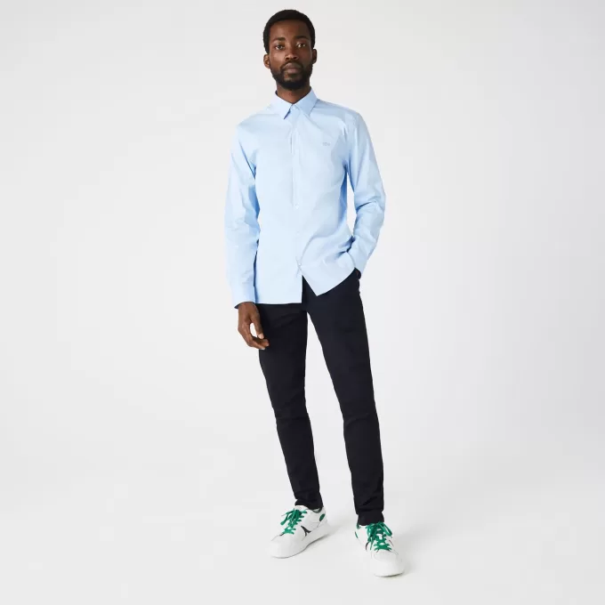 Herre Lacoste Slim Fit bomuldspoplinskjorte med fransk krave