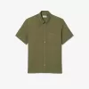 Herre Lacoste kortærmet linned skjorte