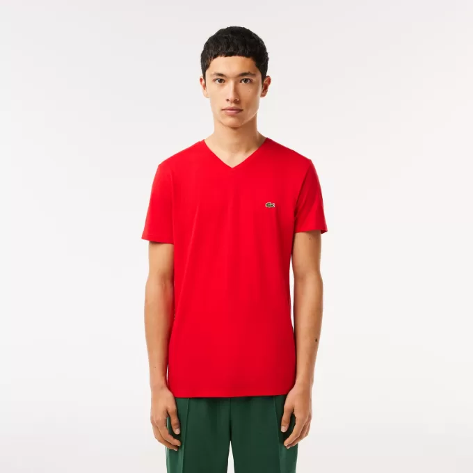 Herre V-hals Pima Cotton Jersey T-shirt