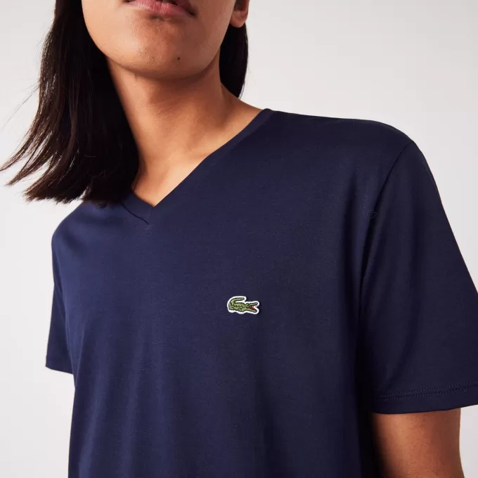 Herre V-hals Pima Cotton Jersey T-shirt
