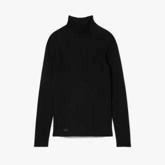 Højhalset 3D ribstrikket sweater