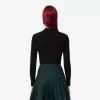 Højhalset 3D ribstrikket sweater