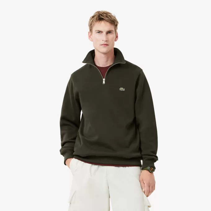 Højhalset interlock sweatshirt med lynlås