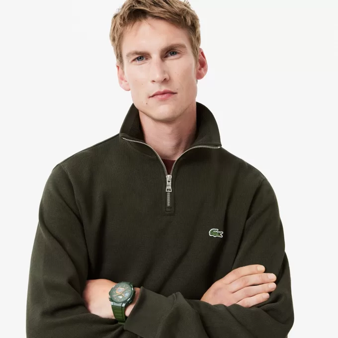Højhalset interlock sweatshirt med lynlås