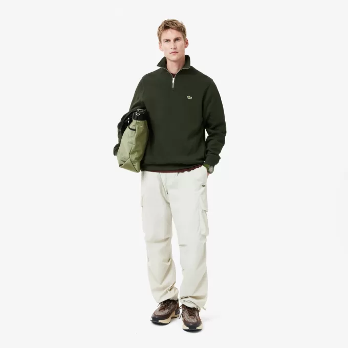 Højhalset interlock sweatshirt med lynlås