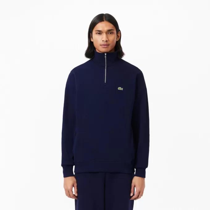 Højhalset interlock sweatshirt med lynlås