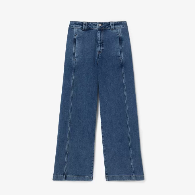 Højtaljede jeans med brede ben og stretch-denim