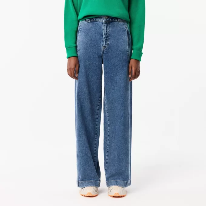 Højtaljede jeans med brede ben og stretch-denim