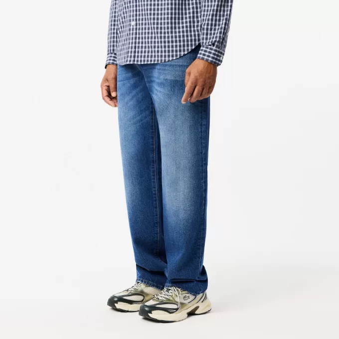 Indigo jeans med 5 lommer i lige snit