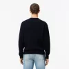 Kabelstrik carded uld sweater med rund hals