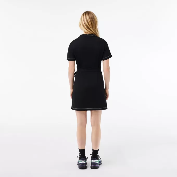 Kortærmet oversized jerseykjole i kontraststrim