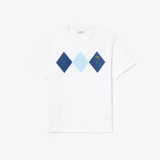Kraftig T-shirt med Argyle print i bomuld