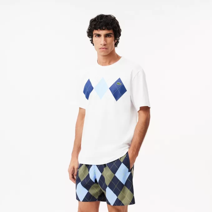 Kraftig T-shirt med Argyle print i bomuld