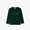 Kraftig bomuldskrokodille grafisk T-shirt