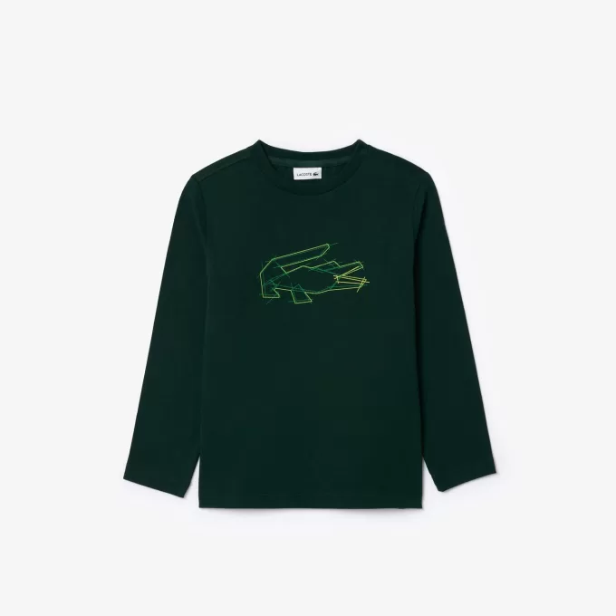 Kraftig bomuldskrokodille grafisk T-shirt