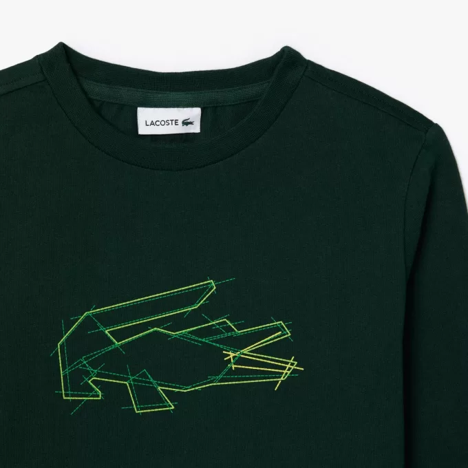 Kraftig bomuldskrokodille grafisk T-shirt