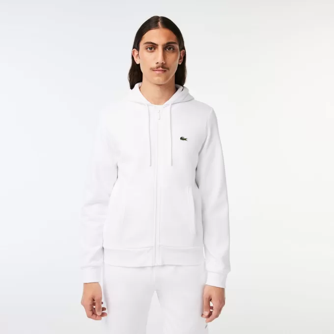 Lacoste Kangaroo Pocket Fleece-hættetrøje med lynlås til mænd