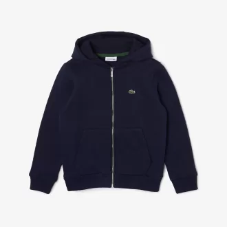Lacoste Kangaroo Pocket Sweatshirt med hætte og lynlås til børn