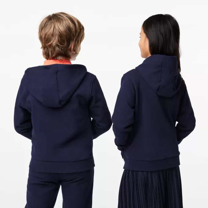 Lacoste Kangaroo Pocket Sweatshirt med hætte og lynlås til børn