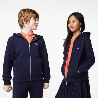 Lacoste Kangaroo Pocket Sweatshirt med hætte og lynlås til børn