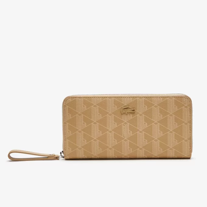 Lacoste Monogram Print lynlås tegnebog til kvinder