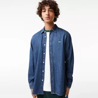 Lacoste Regular Fit denimskjorte i økologisk bomuld til mænd