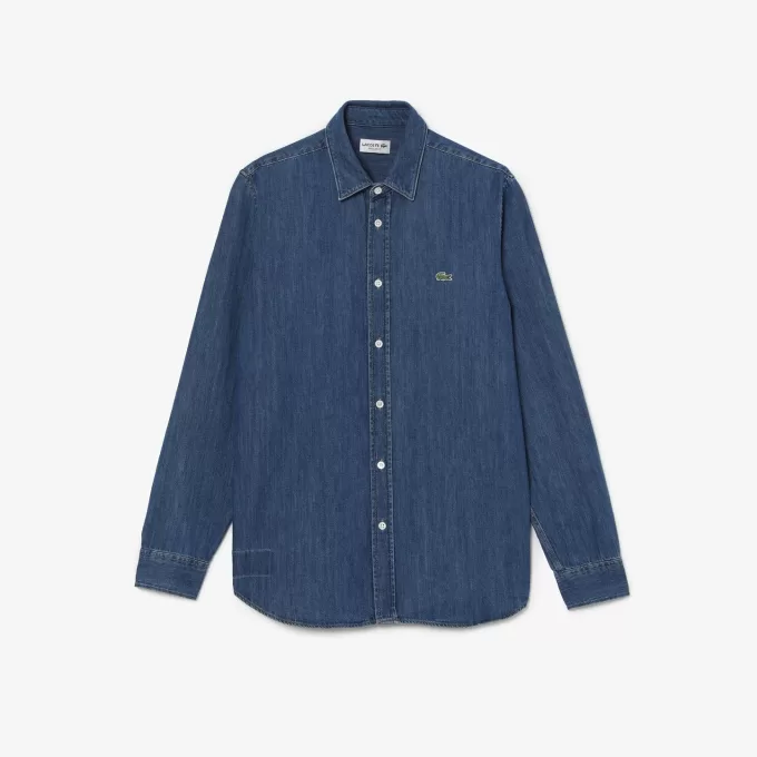 Lacoste Regular Fit denimskjorte i økologisk bomuld til mænd