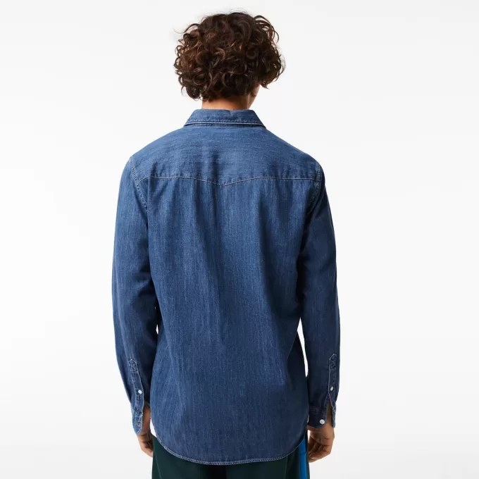 Lacoste Regular Fit denimskjorte i økologisk bomuld til mænd