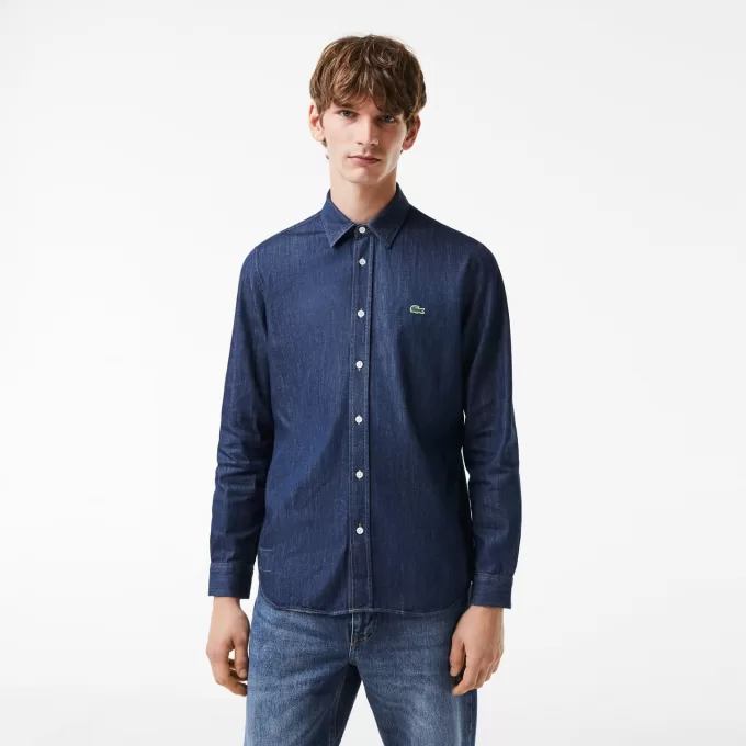 Lacoste Regular Fit denimskjorte i økologisk bomuld til mænd