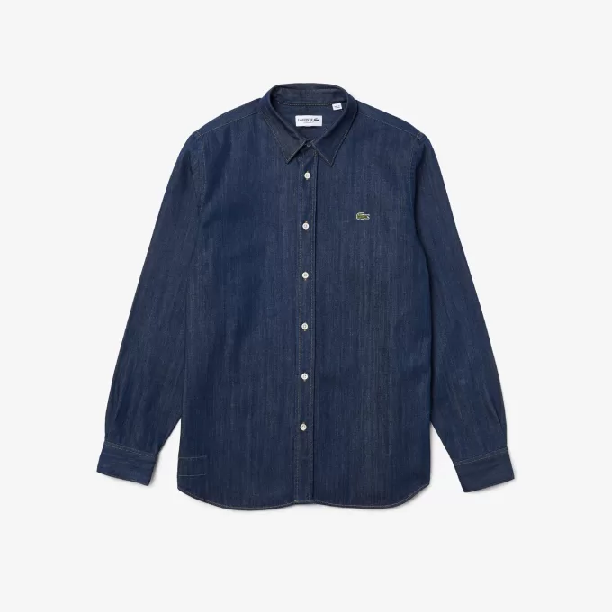 Lacoste Regular Fit denimskjorte i økologisk bomuld til mænd