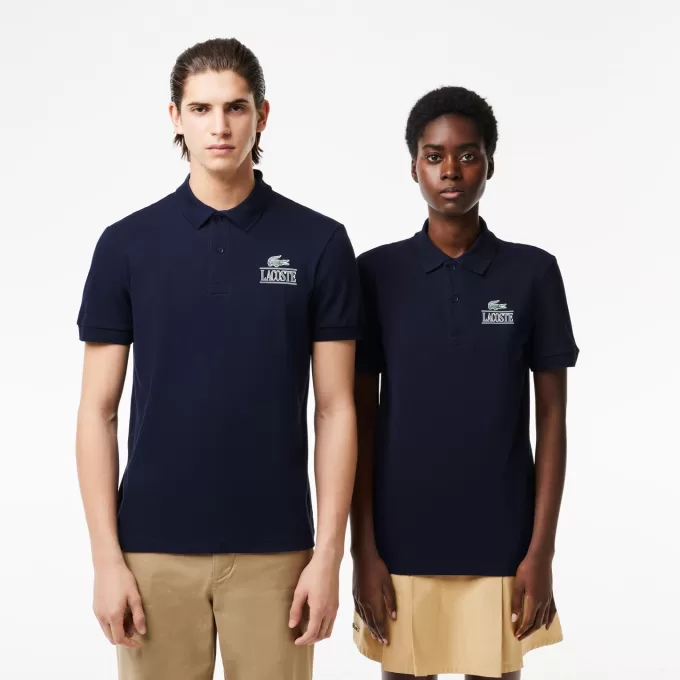 Lacoste Signature Print Stretch Pique Polo Shirt Lacoste Signature Print Stretch Pique Polo Shirt