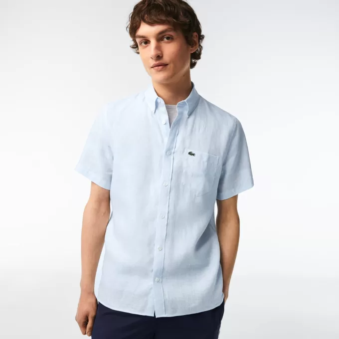 Lacoste kortærmet linnedskjorte til mænd