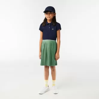 Lacoste mini-piqué-poloshirt med flæskekrave til piger