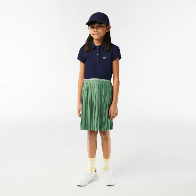 Lacoste mini-piqué-poloshirt med flæskekrave til piger