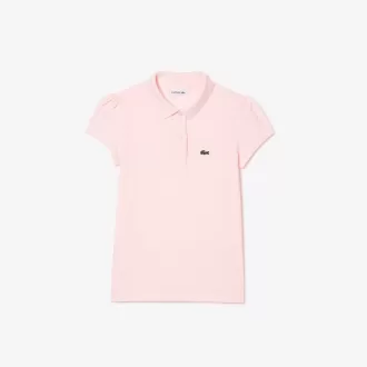 Lacoste mini-piqué-poloshirt med flæskekrave til piger