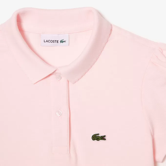 Lacoste mini-piqué-poloshirt med flæskekrave til piger