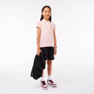 Lacoste mini-piqué-poloshirt med flæskekrave til piger