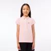 Lacoste mini-piqué-poloshirt med flæskekrave til piger