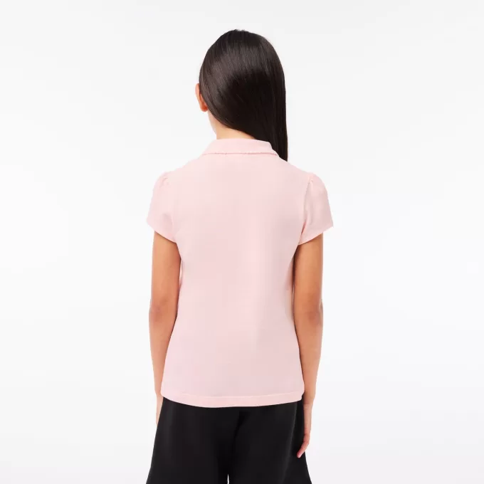 Lacoste mini-piqué-poloshirt med flæskekrave til piger