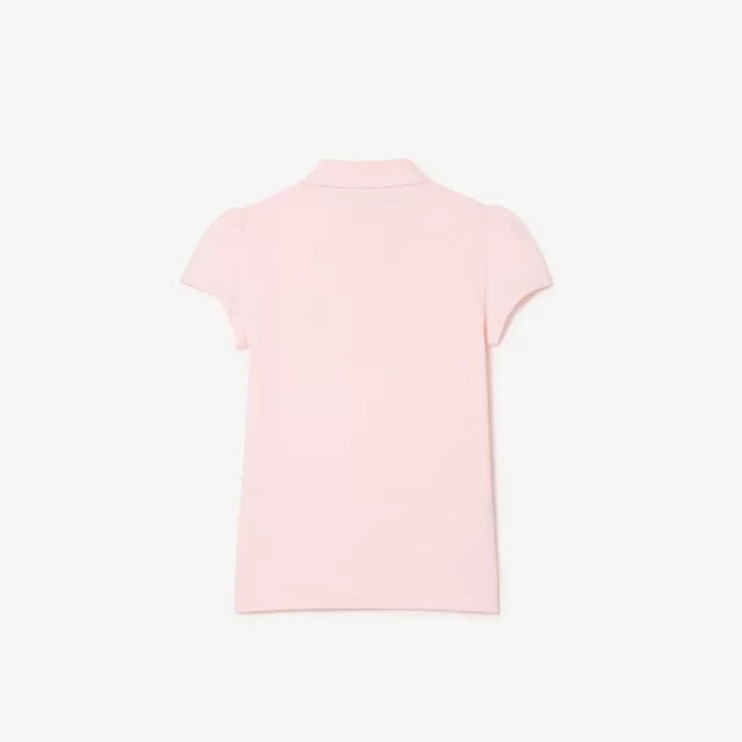 Lacoste mini-piqué-poloshirt med flæskekrave til piger